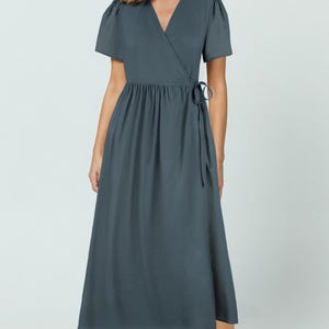 Wrap dress sewing pattern for women, easy fit linen dress with pockets, midi dress sewing pattern, flowy dress pattern, plus size dress pattern, digital sewing pattern, PDF sewing pattern for beginners and intermediate sewers, loose fit dress pattern, flattering dress silhouette, DIY clothing project, instant download sewing pattern, summer dress sewing pattern, casual dress sewing pattern