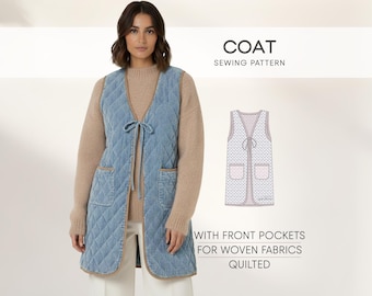 Quilted Coat Sewing Pattern For Women: Women's Sleeveless Jacket Pattern