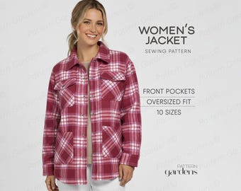 Flannel Shirt Sewing Pattern, Fleece Jacket Sewing Pattern For Women, Oversized Coat Pattern Pattern