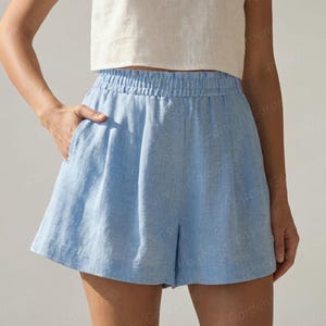 Shorts Sewing Pattern, Women's Shorts Pattern, Linen Shorts Pattern, Cotton Shorts Pattern, Plus Size PDF Patterns, woven shorts pattern, flowy shorts pattern for beginners, sewing pattern for woven fabrics, elastic waistband shorts, flared shorts pattern for beginners, lounge shorts pattern, sewing patterns for women,  casual shorts pattern, clothes patterns for women, summer shorts pattern, boxer shorts pattern, beach shorts pattern, easy shorts pattern