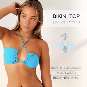 Bikini Top Pattern XS - 4XL, Beginner Swimsuit Pattern, Bathing Suit Pattern, Plus Size Bikini Pattern, PDF Digital Patterns