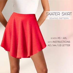 Skater Skirt Pattern, Flared Skirt Sewing Pattern For Beginners, Circle Skirt Pattern, Plus Size Skirt Pattern, Digital Sewing Pattern PDF