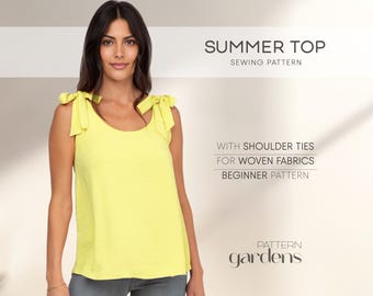 Linen Top Sewing Pattern: Sleeveless Cotton Tunic (PDF Pattern)