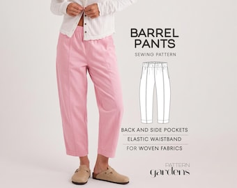 Barrel Leg Pants Pattern, Worker Pants Sewing Pattern For Women Trousers Pattern / PDF Download