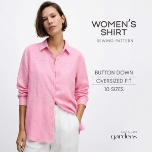 Patron de couture de chemise en lin pour femme Patron de couverture de plage, Patron de chemise oversize