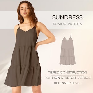 Sundress Sewing Pattern For Women, Summer Dress Pattern, Flared Dress Pattern, Cami Dress, Beginner Pattern, PDF Digital Sewing Patterns