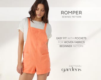 Romper Sewing Pattern XS - 4XL, Women Jumpsuit Pattern, Simple Overall Pattern, Dungaree Pattern, PDF Sewing Patterns