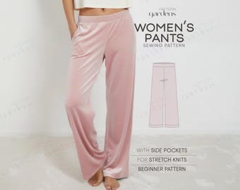 Patrón de pantalones de mujer, patrón de pijama para mujer, patrón de pantalones deportivos, patrón de pantalones de yoga, patrón de pantalones de pijama