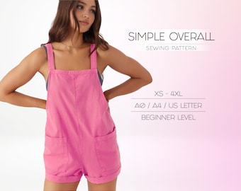 Overall Pattern, Jumpsuit Sewing Pattern For Women, Dungarees Pattern, Women Romper PDF Sewing Pattern