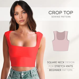 Crop Top Sewing Pattern For Women, Tank Top Pattern, Summer Top Pattern, Yoga Top Pattern, Plus Size Top Pattern, PDF Sewing Patterns