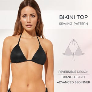 Bikini Sewing Pattern XS - 4XL, Swimsuit PDF Pattern For Beginners, Triangle Bikini Top, Simple Swimwear Pattern, Plus Size Bikini Pattern