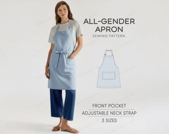 Kitchen Apron Sewing Pattern, Women's Apron Pattern For Beginners, Men's Apron Sewing Pattern, Workshop Apron Pattern