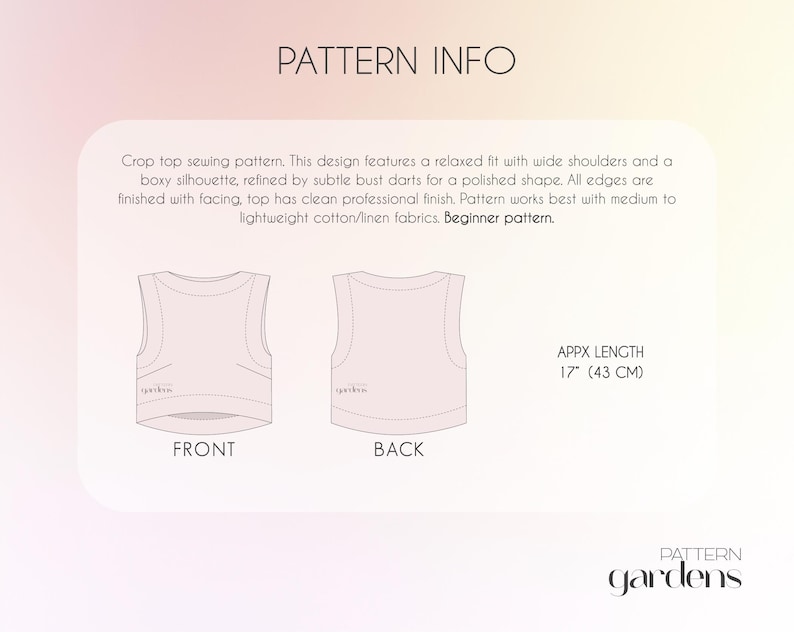 Sewing Patterns for Women, Crop Top Sewing Pattern, Denim Top Pattern ...