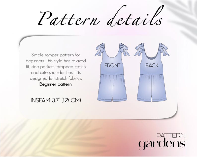 Romper Pattern for Women Jumpsuit Sewing Pattern, Easy Romper Beginner