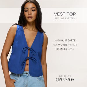 Vest Pattern For Women Top Sewing Pattern, PDF Sewing Patterns For Cotton Fabrics, Summer Blouse Pattern, Tunic Pattern, Sewing Tutorials