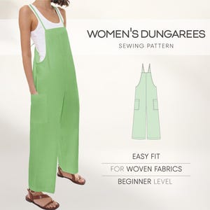 Women&#39;s Dungarees Pattern, Jumpsuit Sewing Pattern For Women, Overalls Pattern, Romper Pattern, Plus Size Sewing Patterns, Cotton Jumpsuit