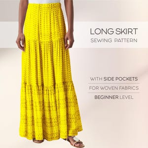 Long Skirt Sewing Pattern, Skirt With Pockets Pattern For Beginners, Plus Size Skirt Pattern Easy, Flared Skirt Pattern