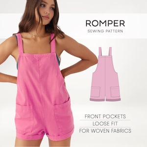 Overall Pattern, Jumpsuit Sewing Pattern For Women, Dungarees Pattern, Women Romper PDF Sewing Pattern