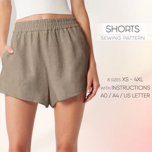 Shorts Pattern, Womens Shorts Sewing Pattern, Linen Shorts Sewing Pattern, Patron Couture Boxer Shorts PDF Pattern