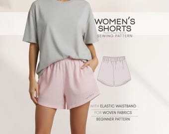 Patrón de pantalones cortos para mujer (pantalones cortos de lino con bolsillos, PDF)