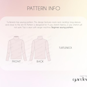 Turtleneck Top Pattern: Fitted Stretch Top Sewing Pattern For Women, Fitted Top Pattern, Stretch Top Pattern, Women's Clothes PDF Patterns, PDF Sewing patterns for women, plus size sewing patterns, jersey top pattern, beginner friendly patterns, flare sleeve top pattern, long sleeve top pattern, teen top pattern, sweater pattern, winter top, bell sleeve top pattern, long sleeve top for women
