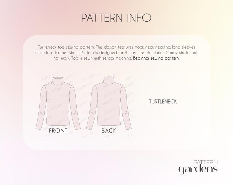 Turtleneck Top Pattern: Fitted Stretch Top Sewing Pattern For Women, Fitted Top Pattern, Stretch Top Pattern, Women's Clothes PDF Patterns, PDF Sewing patterns for women, plus size sewing patterns, jersey top pattern, beginner friendly patterns, flare sleeve top pattern, long sleeve top pattern, teen top pattern, sweater pattern, winter top, bell sleeve top pattern, long sleeve top for women