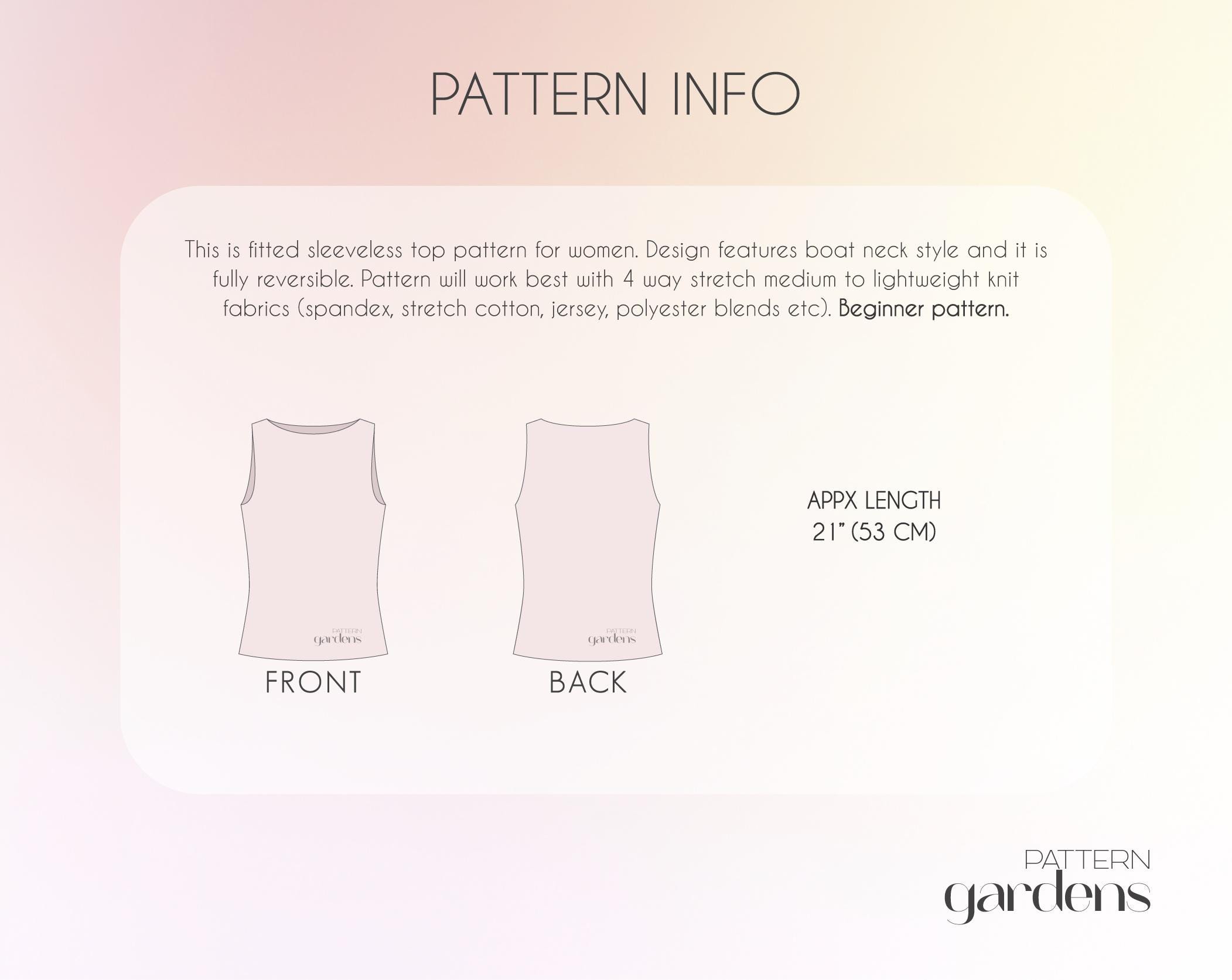 Structured Top Pattern Fitted Top Sewing Pattern for Women, Stretch Top Pattern, Boat Neck Top ...