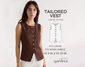 Vest Top Sewing Pattern Women Linen Vest Pattern Plus Size Summer Top Sewing Pattern, Simple Top Pattern For Woven Fabrics