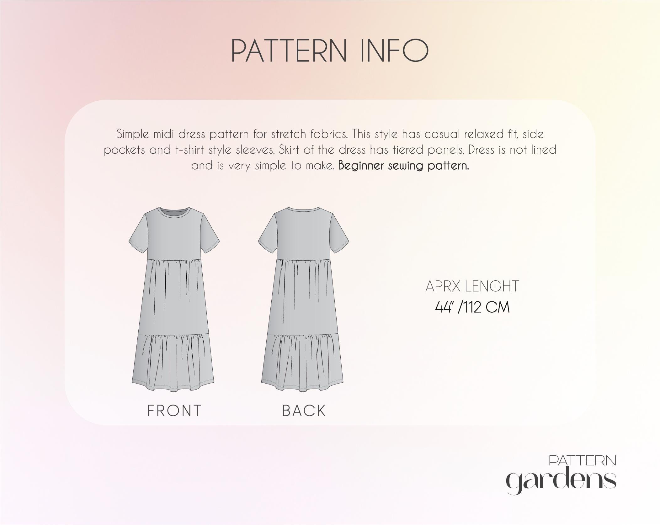 Midi Dress Pattern, Women's Dress Sewing Pattern for Stretch Fabrics, Casual  Dress With Pockets Pattern, Easy Dress Pattern, Flared Dress - Etsy