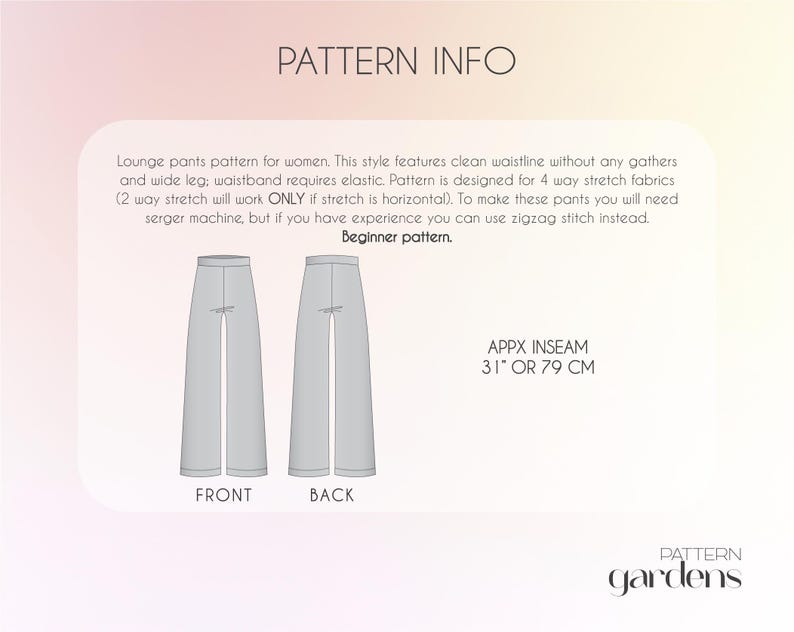 pdf sewing patterns for women,Stretch Pants  Sewing Pattern, Comfortable Pants Pattern For Women, Plus Size Lounge Pants Pattern, Yoga Pants Pattern, Pajama Pants Pattern beginner sewing patterns