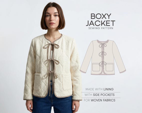 Quilted Jacket Sewing Pattern For Women Jacket Pattern, Coat Pattern For Women, Simple Blazer Pattern