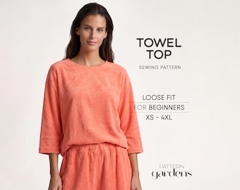 Towel Top Sewing Pattern, Women's Top Pattern, Simple Top Pattern, Stretch Top Pattern For Knit Fabrics