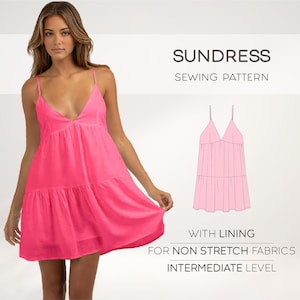 Sundress Sewing Pattern, Short Flared Pattern, Babydoll Dress Pattern, Simple Dress Pattern, Plus Size Dress, PDF Sewing Patterns