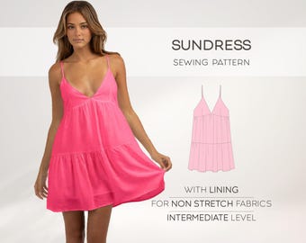 Sundress Pattern, Short Summer Dress Sewing Pattern, Beach Dress Pattern, Flared Dress PDF Pattern, Digital Sewing Patterns For Women