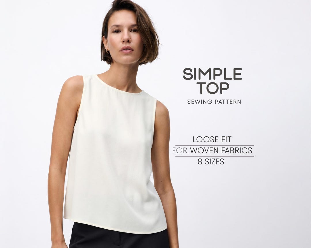 Women's Top Sewing Pattern, Sleeveless Blouse Pattern, Summer Top ...