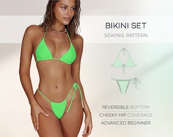 Beginner Bikini Pattern, Women Swimsuit Sewing Pattern, XS - 4XL, Bathing Suit Pattern, Plus Size Bikini Pattern, PDF Bikini Patterns