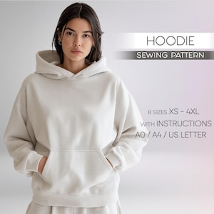 Women Hoodie Pattern For Beginners | Sweatshirt PDF Pattern | Pullover Sewing Tutorial | Plus Size Patterns | Patron Couture