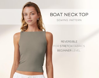 Yoga Top Pattern, Crop Top PDF Sewing Pattern For Women, Workout Fitness Top, Stretch Crop Top Sleeveless Tank Top, Plus Size Easy Patterns