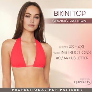 Bikini Pattern Beginner Swimsuit Sewing Pattern, Bathing Suite Top, Swimwear, Plus Size Bikini Pattern, Women Patterns PDF Digital Patterns