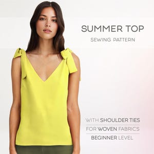 Sleeveless Blouse Pattern, Summer Top Sewing Pattern, Women&#39;s Top Beginner Pattern, Easy Shirt Pattern For Women, Digital PDF Patterns