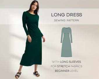 A-line Dress Sewing Pattern: Long Sleeve Skater Dress Digital Download (PDF) - Etsy A-line Dress Sewing Pattern: Long Sleeve Skater Dress Digital Download (PDF) - Etsy