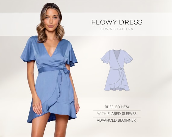 flowy lyrical dress Casual Floral Print Cross Back Sleeve Flowy Hem Mini Dress