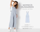 Women's Dungarees Pattern, Jumpsuit Sewing Pattern For Women, Onesie Pattern, Overalls Pattern, Romper Pattern, Plus Size Sewing Patterns