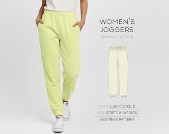 Women's Joggers Pattern, Stretch Pants Sewing Pattern For Women, Track Pants Pattern, Yoga Pants Pattern, Pajama Pants Pattern