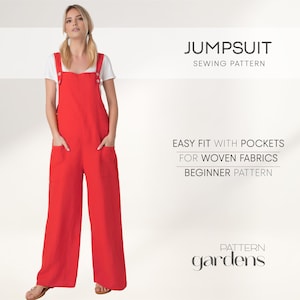 Patrón de mono para mujer, patrón de overol para principiantes, patrón de overol sencillo, overol DIY, patrones de costura PDF sencillos