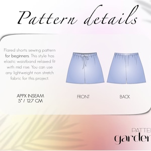 Patrón de pantalones cortos acampanados, patrón de pantalones cortos extragrandes, patrón de pantalones cortos de pijama, patrón de pantalones cortos para mujer, patrones de costura fáciles de pantalones cortos en PDF imagen 6