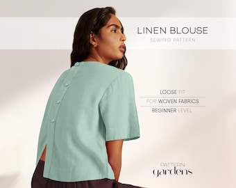 Naaipatroon linnen blouse: relaxte tuniektop (pdf-patroon)
