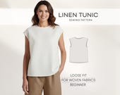 Linen Tunic Sewing Pattern For Women Clothes Patterns, Sleeveless Top PDF Pattern For Women, Summer Shirt Beginner Pattern