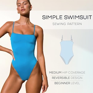 Bikini Sewing Pattern XS - 4XL, Beginner Swimsuit Pattern, Swimwear Patterns, Plus Size Bathing Suit Pattern, Simple Swimsuit PDF Pattern