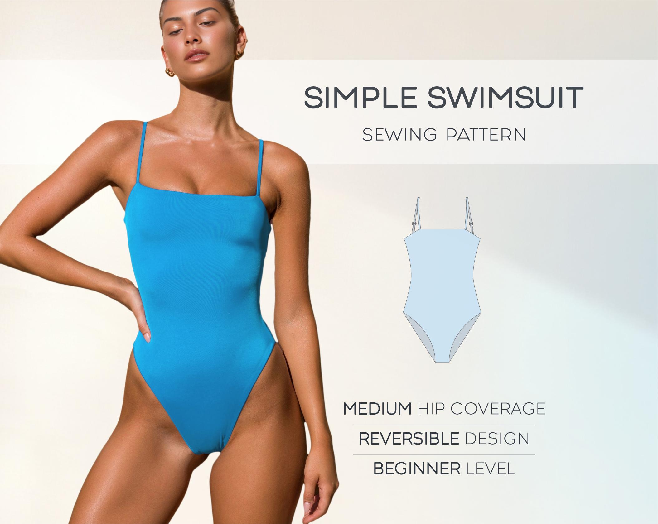 Bikini Sewing Pattern XS - 4XL, Beginner Swimsuit Pattern, Swimwear Patterns, Plus Size Bathing Suit Pattern, Simple Swimsuit PDF Pattern